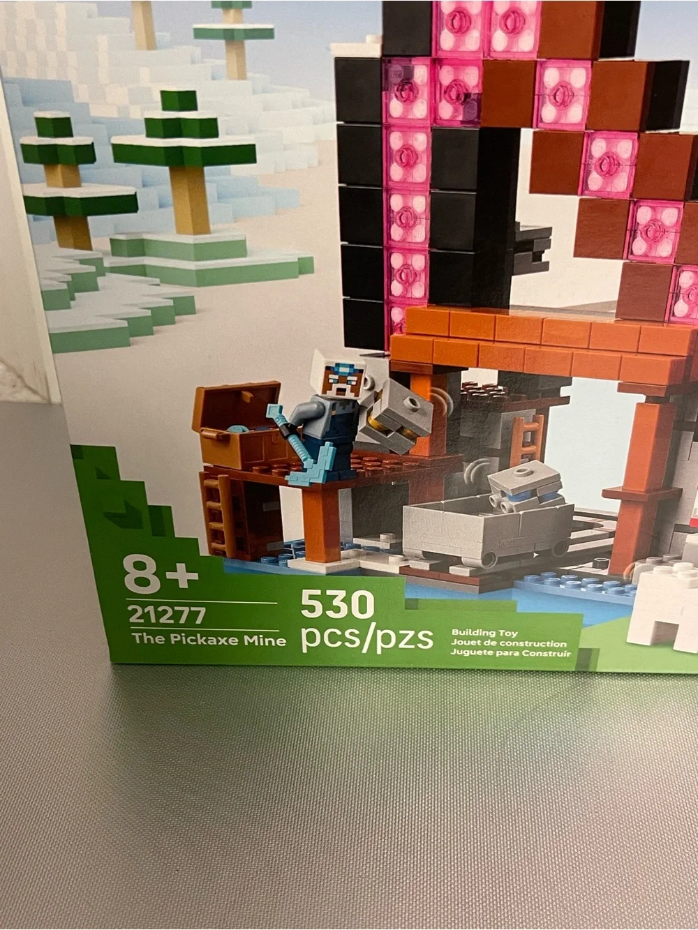 LEGO 21277 Minecraft The Pickaxe Mine Toy 530Pcs 8+ Pink & Black New Sealed